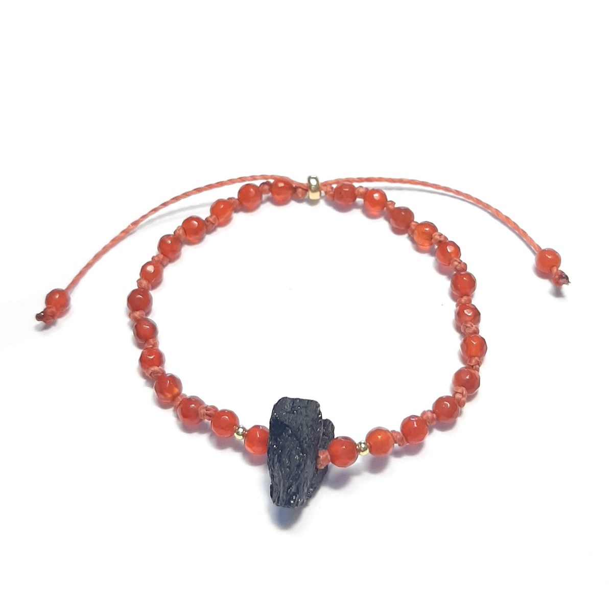 Bracelet en Cornaline et Tourmaline Noire brute Lith