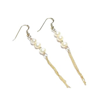 Boucles D'Oreilles Perles de Culture en Argent 925 Doré