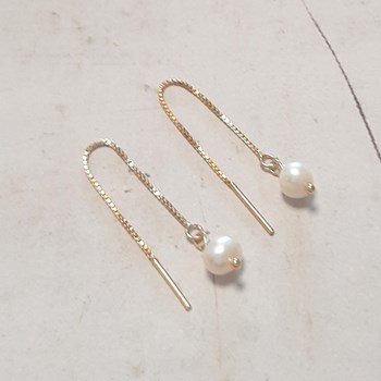 Boucles D'Oreilles Perles de Culture en Argent 925 Doré Ilhéus