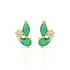 Boucles d'Oreilles Cascade Lumineuse Or Jaune 375, Émeraudes de Zambie et Diamant | Création ADEN - vue V1