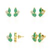 Boucles d'Oreilles Cascade Lumineuse Or Jaune 375, Émeraudes de Zambie et Diamant | Création ADEN - vue V2