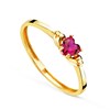 Bague Or 18 Carats 750 Jaune et Rubis Coeur - vue V1