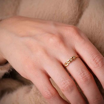 Bague Or 18 Carats 750 Jaune - Motif Maillon