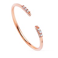 Bague Or 18 Carats 750 Rose - Sertie de Diamants - Ouverte