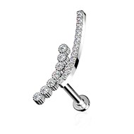 Piercing oreille en acier chirurgical avec barrettes de strass 6mm