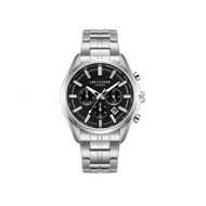 MARK - Montre Homme - Analogique Mouvement Quartz Multifonction - Boitier rond en métal argenté - Cadran noir