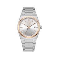 STANLEY - Montre Homme - Analogique Mouvement Quartz 3 aiguilles et date - Boitier tonneau en métal argenté - Cadran argent