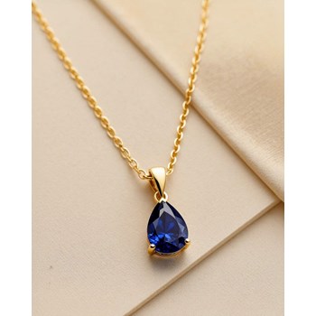 Pear Sapphire Necklace in Yellow Gold 375 - Selanya Collection