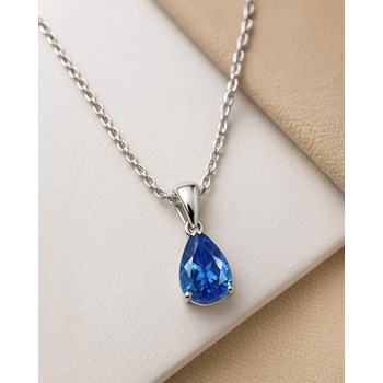 375 white gold pear sapphire necklace - Selanya Collection