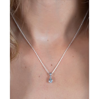 Aquamarine Pear Necklace in 375 white gold - Selanya Collection