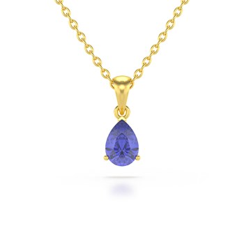Tanzanite Pear Necklace in Yellow Gold 375 - Selanya Collection