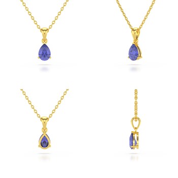 Tanzanite Pear Necklace in Yellow Gold 375 - Selanya Collection