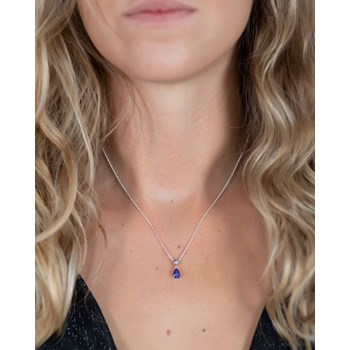 Tanzanite Pear Necklace in White Gold 375 - Selanya Collection
