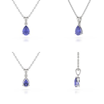 Tanzanite Pear Necklace in White Gold 375 - Selanya Collection