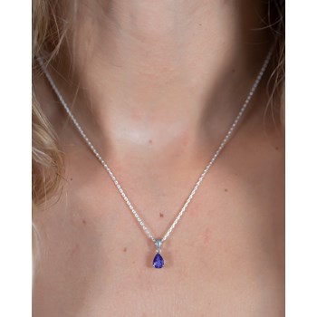 Tanzanite Pear Necklace in White Gold 375 - Selanya Collection