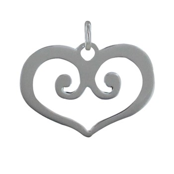 925 zilveren halsketting met opengewerkte hart hanger - maat 38 cm