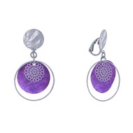 Boucles d'Oreilles Clous Métal Doré Cercle et Pastille de Nacre
