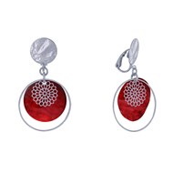 Boucles d'Oreilles Clous Métal Doré Cercle et Pastille de Nacre