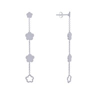 Boucles d'Oreilles Argent 925 Chainette 3 Petites Fleurs