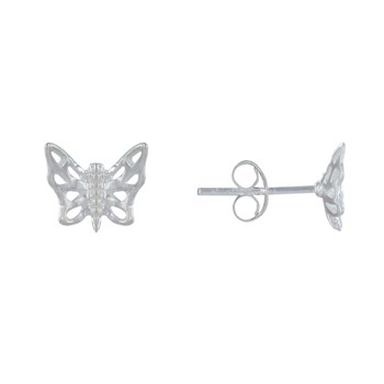 Boucles d'Oreilles Argent 925 Petit Papillon Ajouré