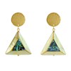 Boucles d'Oreilles Clous Laiton Mat Pastille Brossée Triangle en Nacre et Nacre Abalone - vue V2