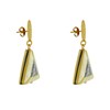 Boucles d'Oreilles Clous Laiton Mat Pastille Brossée Triangle en Nacre et Nacre Abalone - vue V3