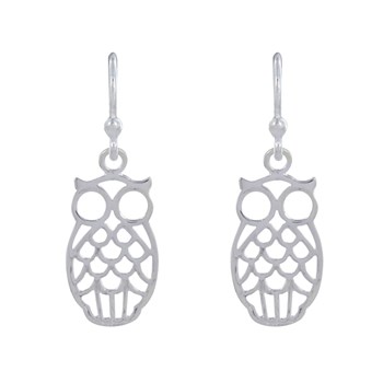 925 Sterling zilveren oorbellen met opengewerkte uil