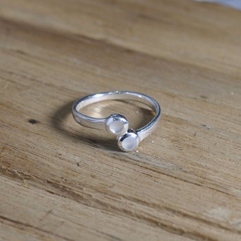 Bague Argent 925 Toi et Moi Ronds en Nacre
