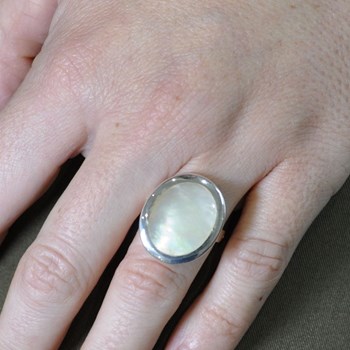 Bague Argent 925 Ovale Miroir en Nacre