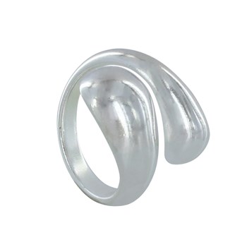 Bague Métal Argenté Toi et Moi Gouttes