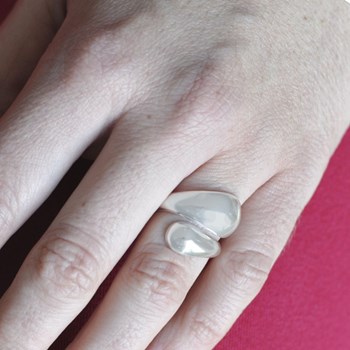 Bague Métal Argenté Toi et Moi Gouttes