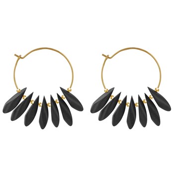 Boucles d'Oreilles Créoles en Acier Pétales en Bois