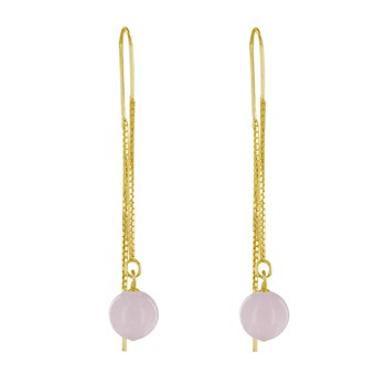 925 Sterling Silver Chainette Earrings with Rose Quartz Beads