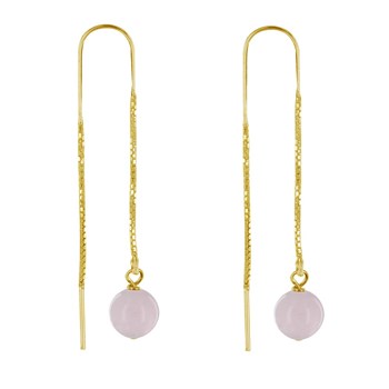 925 Sterling Silver Chainette Earrings with Rose Quartz Beads