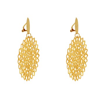 Earrings Clips Gilded Brass Brushed Pastille and Mandala
