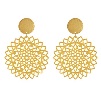Earrings Nails Gold Brass Brushed Pastille and Mandala
