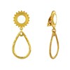 Boucles d'Oreilles Clips Laiton Soleil Émaillé et Goutte Martelée - vue V1