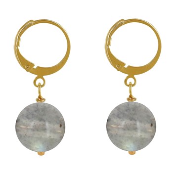 Vergulde mini hoepel oorbellen met Labradoriet parel