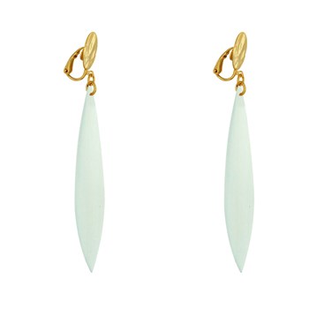 Gold-plated Metal Clip and Long Wooden Petal Earrings