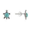 Boucles d'Oreilles Argent 925 Tortue des Galapagos et Cabochon en Turquoise - vue V1