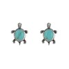 Boucles d'Oreilles Argent 925 Tortue des Galapagos et Cabochon en Turquoise - vue V2