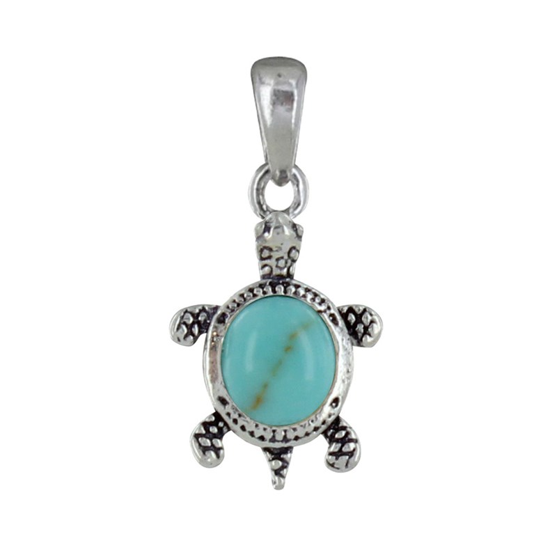 LES POULETTES BIJOUX - Orecchini In Argento 925 A Tartaruga Delle Galapagos Con Cabochon Turchese - Gioiello Artigianale Originale In Cofanetto Regalo