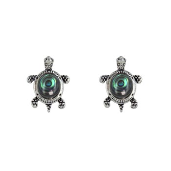 925 Sterling zilveren Galapagos schildpad oorbellen met Abalone parelmoer cabochon