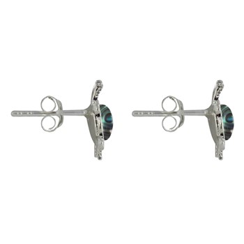 925 Sterling zilveren Galapagos schildpad oorbellen met Abalone parelmoer cabochon