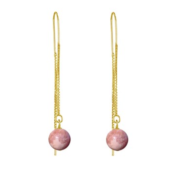 925 Sterling Silver Chainette Earrings with Rhodochrosite Beads