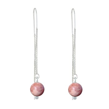 925 Sterling zilveren Chainette Oorbellen met Rhodochrosiet Kralen