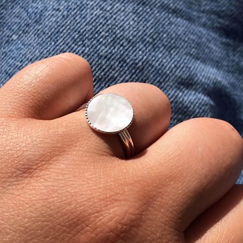 Bague Argent 925 Rond Dentelé de Nacre