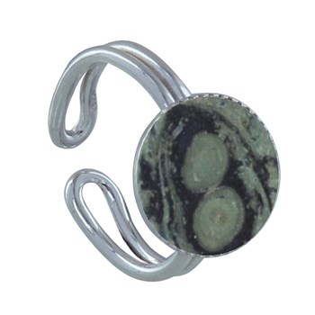 Bague Argent 925 Rond Dentelé de Jaspe Kambaba