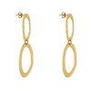 Boucles d'Oreilles Clous Laiton Doré Deux Anneaux Ajourés Brossés - vue V3