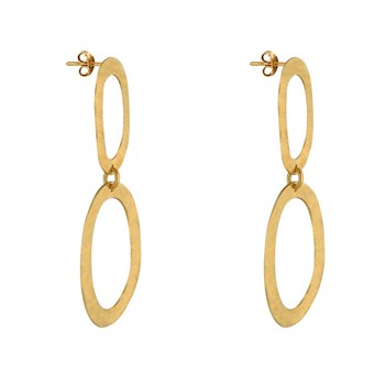 Stud Earrings Gilded Brass Two Brushed Openwork Rings